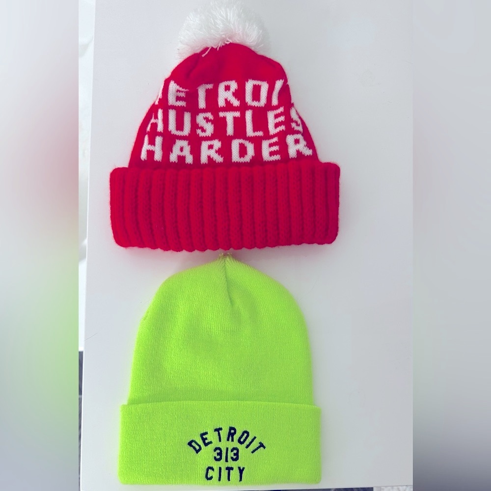 Never worn Detroit beanie hats